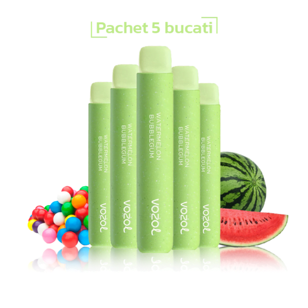 Pachet 5 x Vozol Watermelon Bubblegum 800puff 2%Nicotina